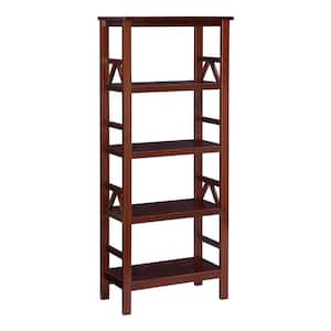 Titus 54.75"H Brown Wood Vertical Four-Shelf Bookcase with Tobacco Finish