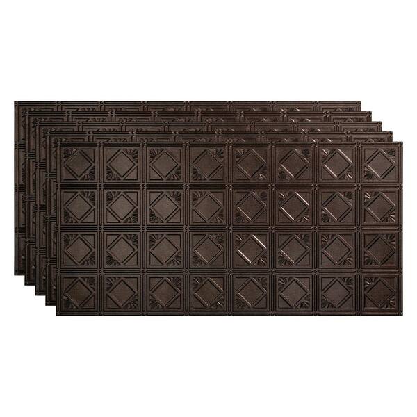 Fasade Traditional #4 2 ft. x 4 ft. Glue Up Vinyl Ceiling Tile in Smoked Pewter (40 sq. ft.)