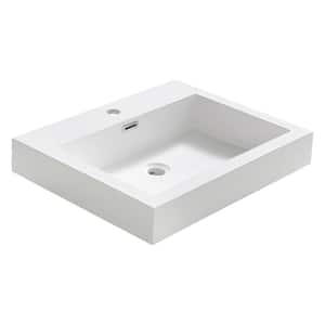 Nano 24 in. Drop-In Acrylic Bathroom Sink in White with Integrated Bowl