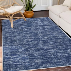Blue 5 ft. x 7 ft. Solid Contemporary Indoor Area Rug