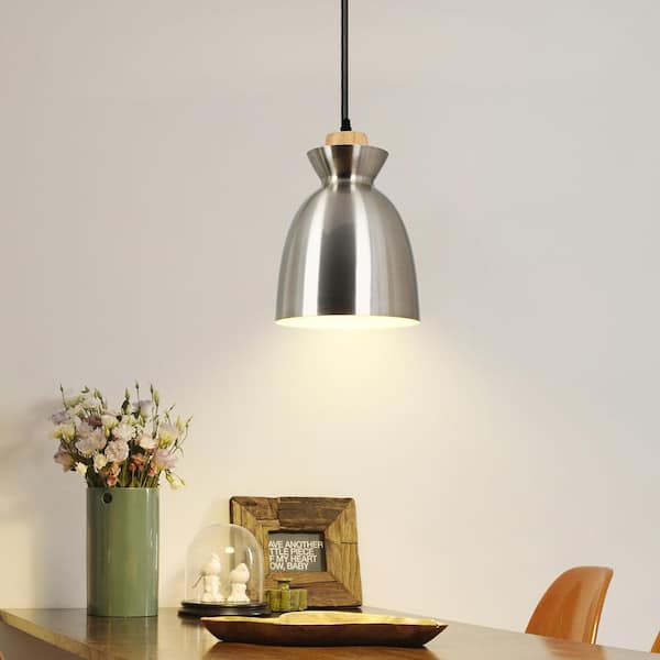 TOZING 1-Light Modern Indoor Metal Oval Shade Nickel Farmhouse Retro Hanging Mini Pendant Light Fixture for Kitchen Island