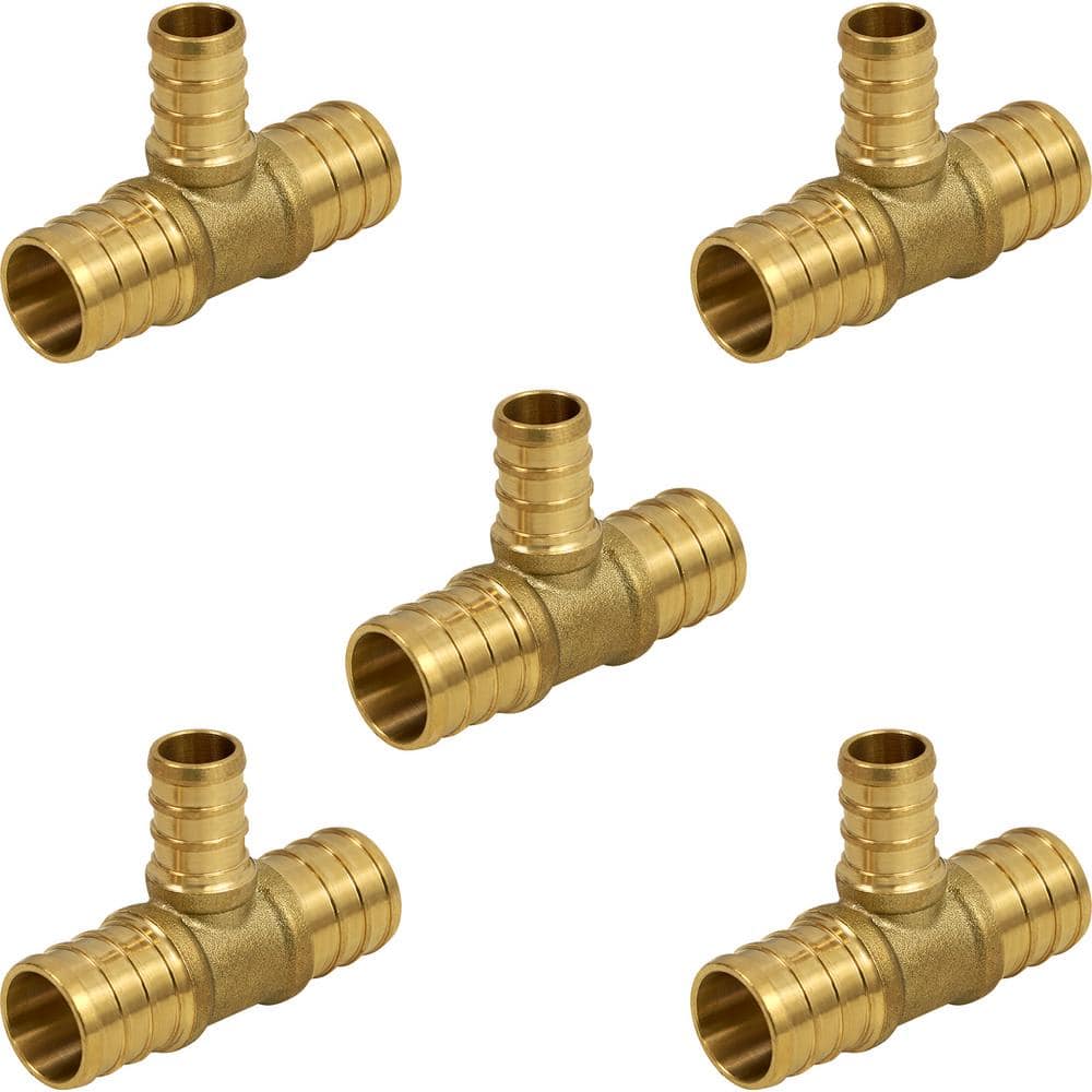 1 in. x 1 in. x 3/4 in. Brass PEX Barb Reducing Tee Pipe Fittings (5-Pack) price history on PriceWatchPro