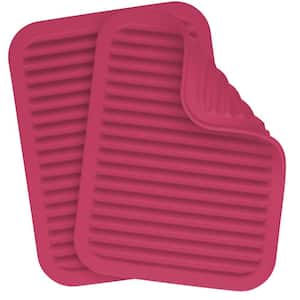 2-Pack (9 in. W. x12 in.) Silicone Trivets for Hot Pots and Pans - Rose Red