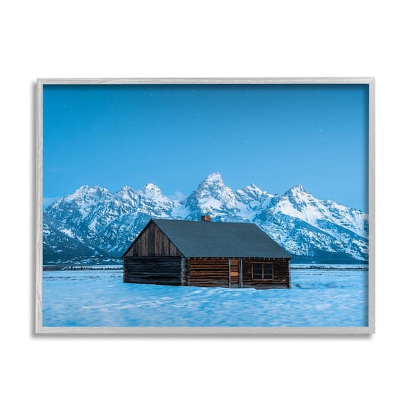 Stupell Industries Log Cabin Mountain View by Jared Kreiss 1-Piece Framed Graphic Print Nature Poster Art Print 20 in. x 16 in.