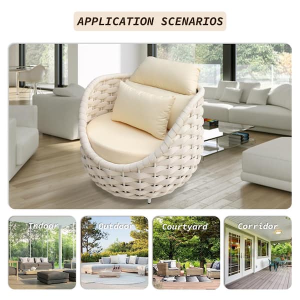 TWT Bird's Nest Shape Beige Aluminum Olefin Woven Rope