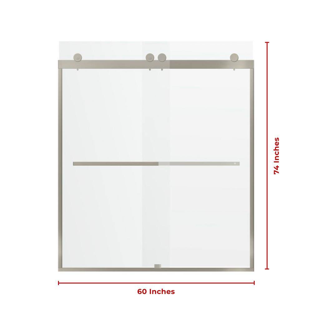 Portofino Frameless Brushed Nickel Double Sliding Shower Door
