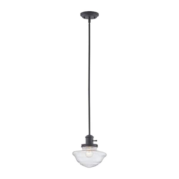 1-Light Matte Black Schoolhouse Pendant