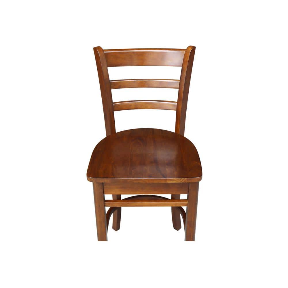 Espresso Solid Wood Counter Height Dining Set with 2 Stools