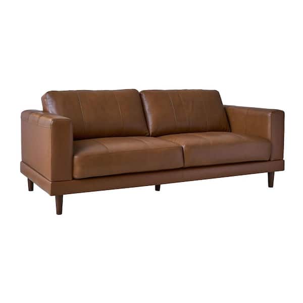 Oswald Beige Transitional 73.6 in. Faux Leather Sleeper Sofa with Button Tufted