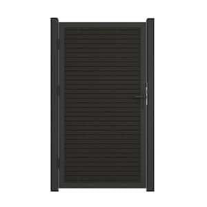 40.66 in. x 75.19 in. UltraEasy Indian Ebony Composite Board-on-Board Fence Gate Kit with Black Frame