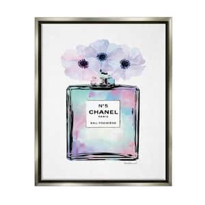 Purple Flower Perfume Glam Fashion Design by Amanda Greenwood Floater Frame Nature Wall Art Print 21 in. x 17 in.
