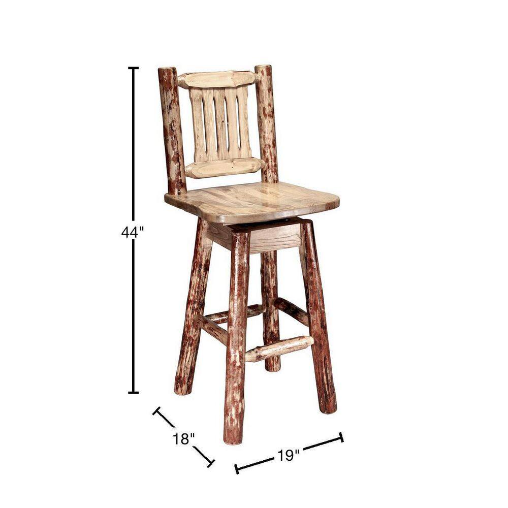 Buckskin High-Back Saddle Swivel Barstool in Solid Wood