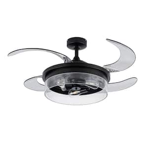 Brisbane 48 in. Indoor Matt Black Retractable Ceiling Fan with Light and Remote Included