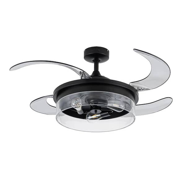 Fanaway Brisbane 48 in. Indoor Matt Black Retractable Ceiling Fan with Light and Remote Included