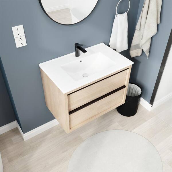 FUNKOL 30 in. W Simplicity Modern Float Mounting Bathroom Vanity