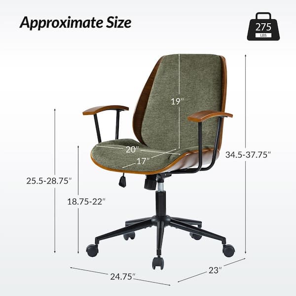 JAYDEN CREATION Adrian Green 24.75 in. W Height-adjustable Swivel