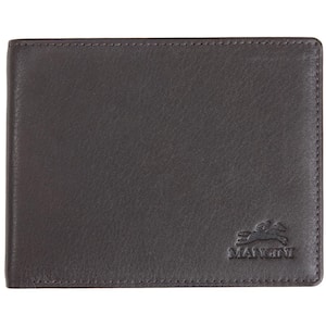 Monterrey Collection Brown Leather RFID Secure Wallet with Coin Pocket