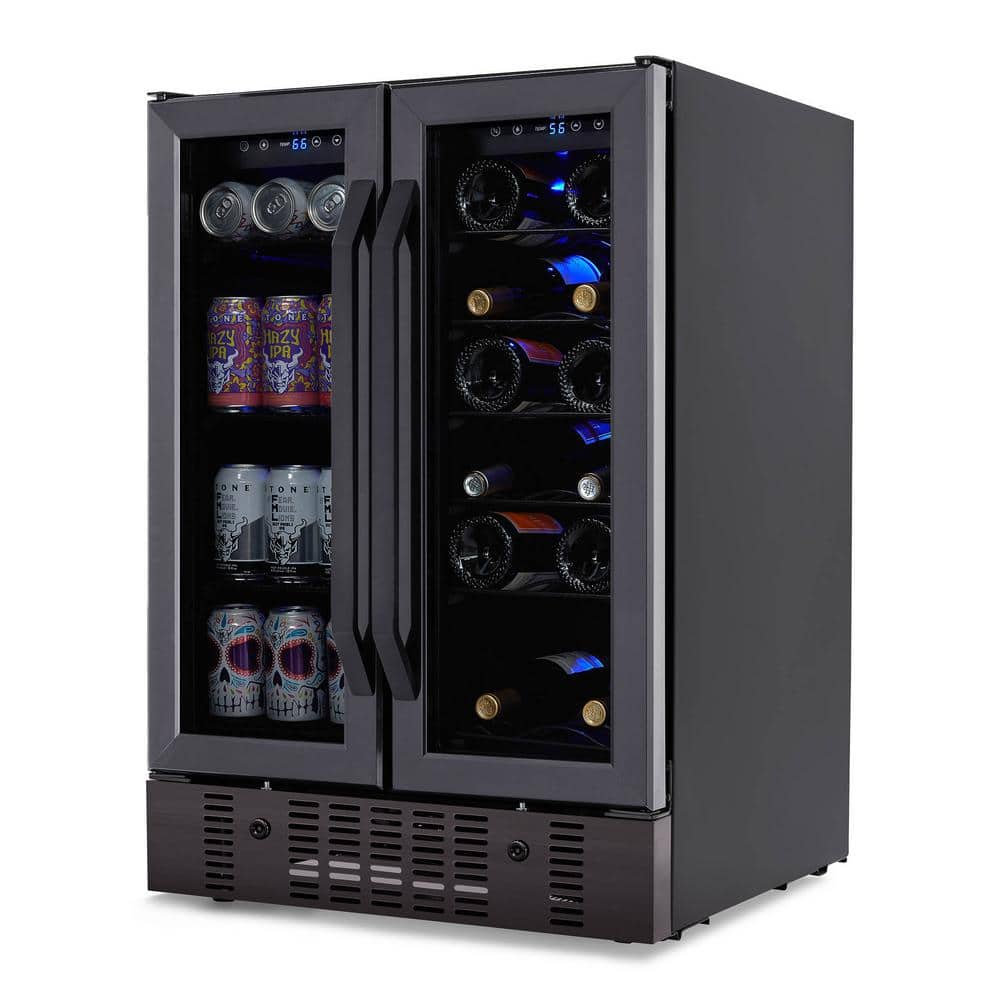 24" Black Stainless Steel Dual Zone Wine and Beverage Refrigerator