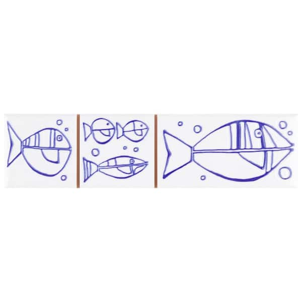 Captain Aquatico White 2 in. x 7-7/8 in. Glossy Ceramic Wall Tile Trim