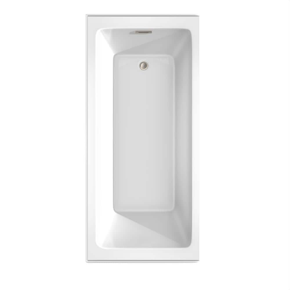 Grayley 66'' White Acrylic Alcove Bathtub with Brushed Nickel Drain