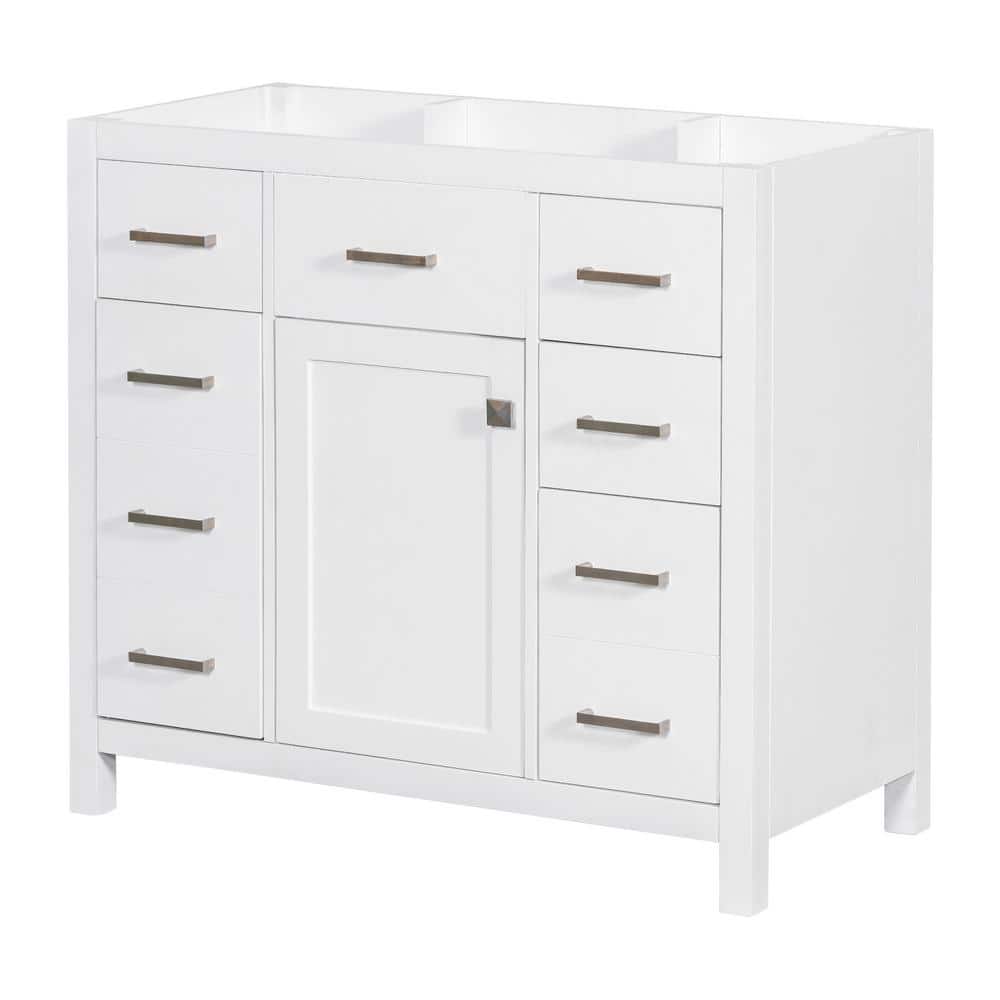 35.4 in. W x 17.8 in. D x 33 in. H Wood Bath Vanity Cabinet without Top with 5-Drawers and Door in White price history on PriceWatchPro