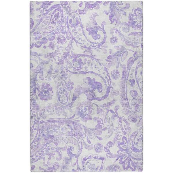 Dream Shag Premium Machine Washable Abstract ADS835 Lavender 5 ft. x 7 ft. 6 in. Area Rug