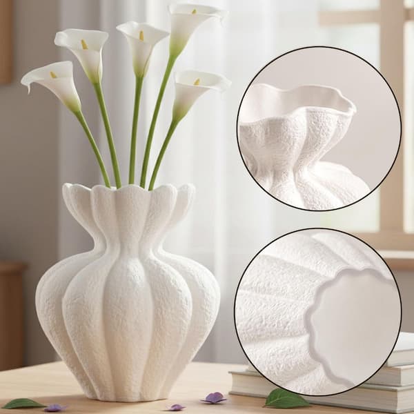 6.9 in. Modern Boho White Ceramic Cylinder Decorative Vase LX0724