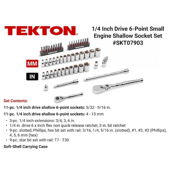 1/4 Inch Drive Small Engine Repair Kit with Flex Head Ratchet and Case (50-Piece)