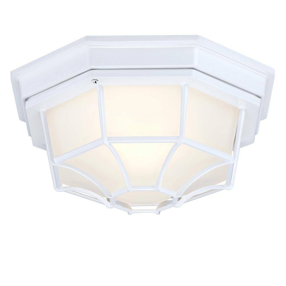 Avex 11.42 in. 1-Light Textured White Semi-Flush Mount with Frosted Glass Shade and No Bulbs Included price history on PriceWatchPro