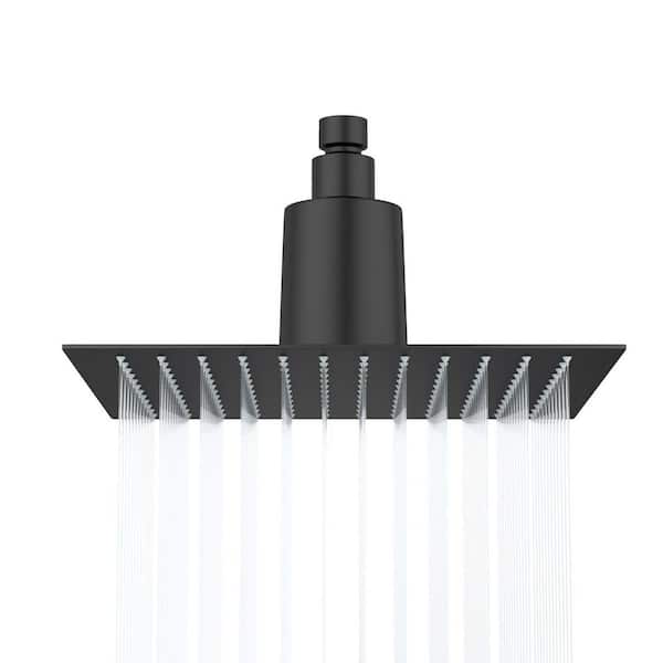1-Spray Pattern with 1.8 GPM 8 in. Wall Mount Rain Fixed Shower Head in Matte Black with Filter