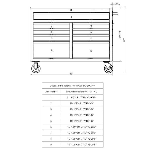 International 46 in. W x 24.5 in. D 9-Drawer Pink Tool Chest
