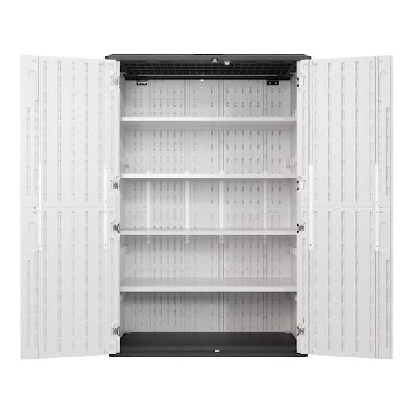 52 in. W x 30 in. D x 75 in. H White Resin Storage Shed with 4-Pieces Shelves