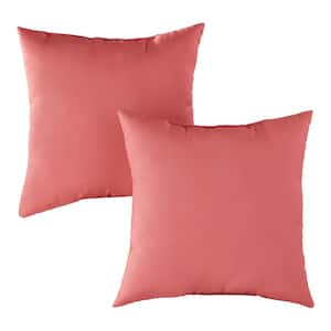Solid Coral Square Outdoor Throw Pillow (2-Pack)