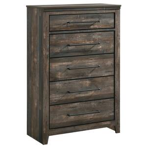 15.75 in. Brown 5 Drawer Chest of Drawers
