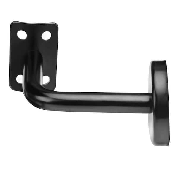 Muzata 2pack Stainless Steel Adjustable Handrail Bracket Angle Curved Bracket Fits Handrail HT20 For Staircase Stair Railing Heavy Duty Wall Mounted Black Powder Coated, HB01 SL4 HR0