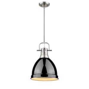 Duncan 1-Light Pewter 8.8 in. Pendant with Black Shade