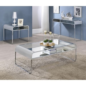 Mindry 48 in. Chrome Rectangle Glass Top Coffee Table
