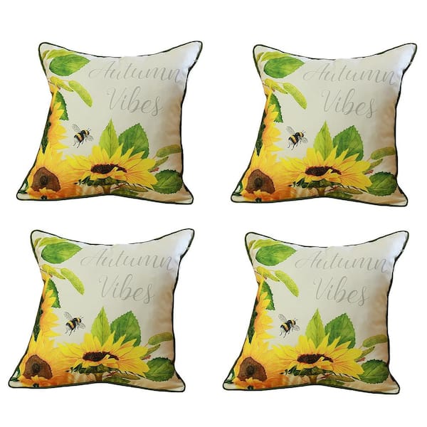 Set Of 4 Square Autumn Vibes Sunflower Pillow Covers Set Of 4 Square Autumn Vibes Sunflower Pillow Covers