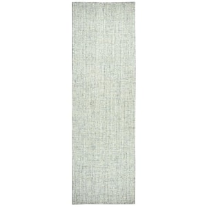 London Collection Green/Ivory 2 ft. 6 in. x 10 ft. Hand-Tufted Solid Area Rug