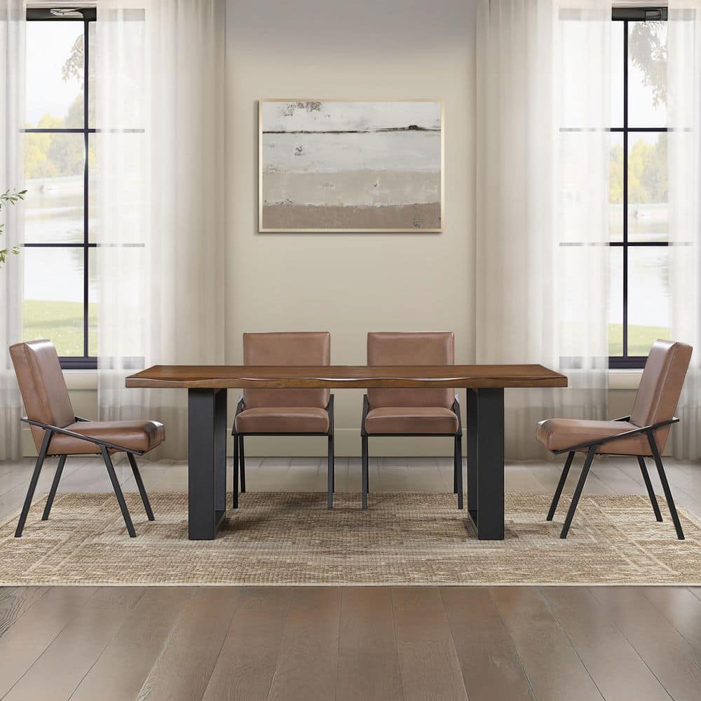 Tucson 5 Piece Brown Wood Dining Room Set with 4 Upholstered Side Chairs