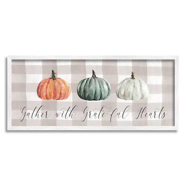Stupell Industries Tartan Gather Fall Phrase by Carol Robinson 1 Piece Framed Graphic Print Typography Poster Art Print 24 in. x 10 in.