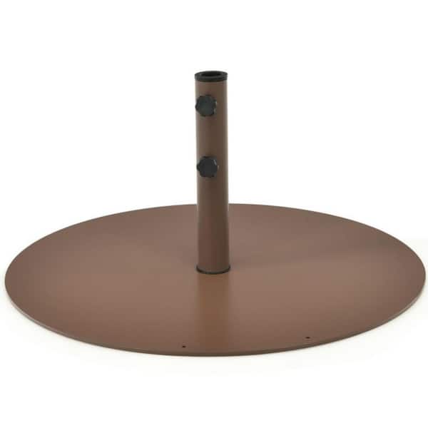 59 lbs. 29.5 in. Steel Patio Umbrella Base with Adapters and Tightening Knob in Brown