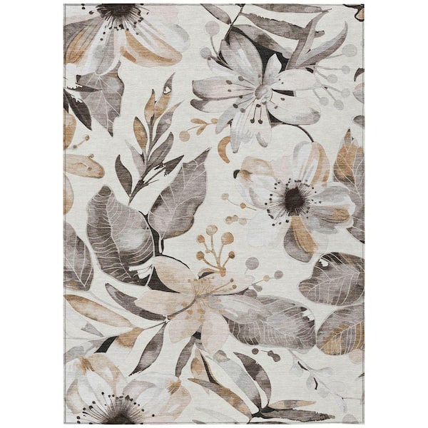 Chantille Machine Washable Indoor/Outdoor Abstract ACN2260 Ivory 2 ft. 6 in. x 3 ft. 10 in. Area Rug