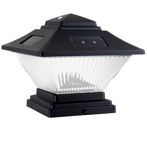 Hampton Bay Solar Black Dual Mount Integrated LED Post Cap Deck