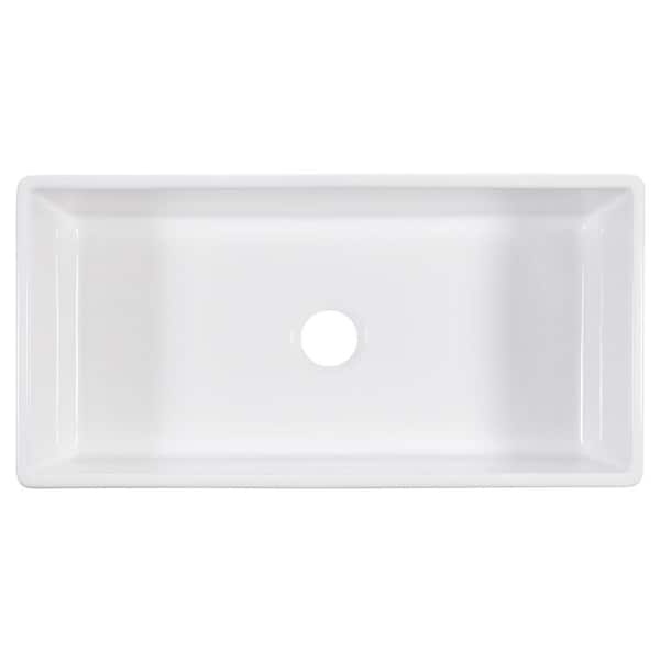 Austen 36 in. Farmhouse/Apron-Front Undermount Single Bowl Crisp White Fireclay Kitchen Sink