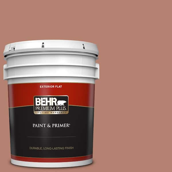 BEHR PREMIUM PLUS 5 gal. #S180-5 Auburn Glaze Flat Exterior Paint & Primer