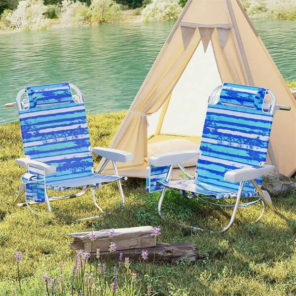HONEY JOY 1PC Metal Outdoor Backpack Beach Chair Foldable 5