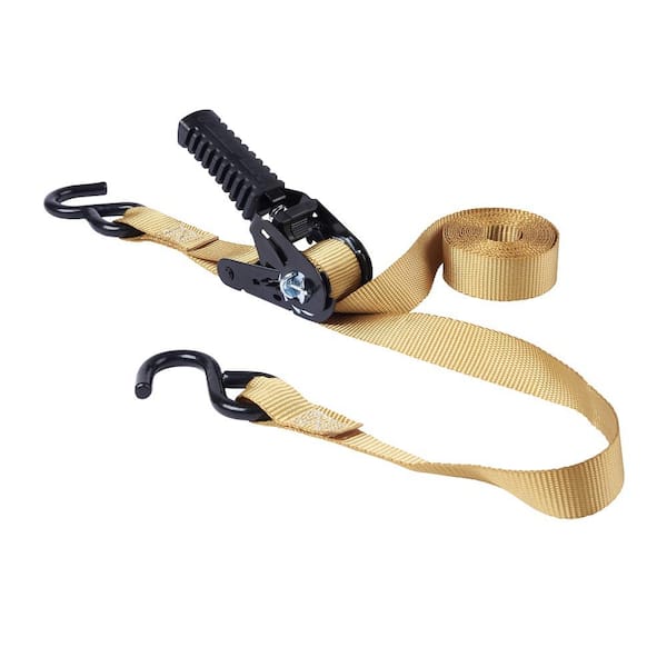 Khaki Pistol Grip Ratchet Tie-Down Strap 12 ft. x 1 in. 500 lbs.