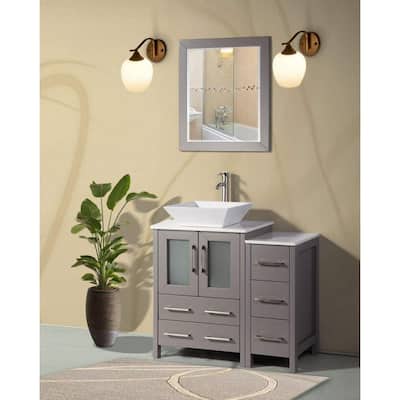 Single Sink Gray Bathroom Vanities, Bathroom Vanities Vessel Sinks Home Depot