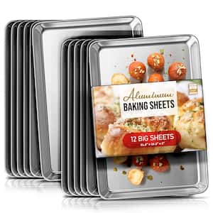 12-Pack Aluminum Large Baking Sheet Pan, Steel Nonstick Cookie sheet, Big Size 21" x 15" x 1" (12-Piece Set)